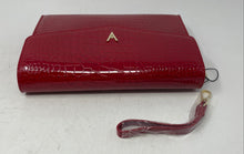 Load image into Gallery viewer, Vanessa Williams Womens Red Crocodile Embossed Inner Pockets Clutch Purse