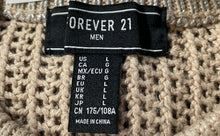 Load image into Gallery viewer, Forever 21 Mens Beige Long Sleeve Crew Neck Open Knitted Pullover Sweater Size L