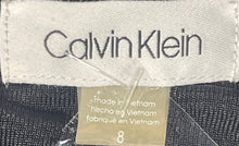 Load image into Gallery viewer, Calvin Klein Womens Gold Printed Long Sleeve V-Neck Fit & Flare Dress Size 8