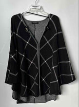 Load image into Gallery viewer, Ivanka Trump Womens Black White Plaid Regular Fit Notch Neck Cape Sweater Sz M/L