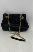 Load image into Gallery viewer, Michael Kors Womens Jet Set Black Gold Pebbled Leather Chain Strap Shoulder Bag