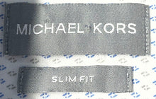 Load image into Gallery viewer, Michael Kors Mens White Blue Geometric Pattern Long Sleeve Dress Shirt Size 17.5