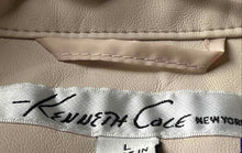 Load image into Gallery viewer, Kenneth Cole Womens Beige Long Sleeve Quilted Shoulder Faux Leather Jacket Sz L
