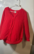 Load image into Gallery viewer, Anne Klein Womens Red Long Sleeve V-Neck Collarless Pullover Blouse Top Size 8