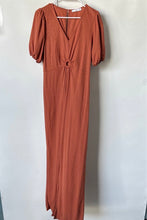 Load image into Gallery viewer, Mango Womens Rust-Orange Short-Sleeve V-Neck One-Piece Jumpsuit Size M