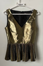 Load image into Gallery viewer, Kate Spade New York Womens Gold-Tone Back Zip Peplum Hem Blouse Top Size 2