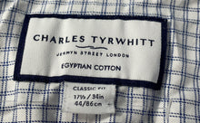 Load image into Gallery viewer, Charles Tyrwhitt Mens White Blue Plaid Print Classic Fit Dress Shirt Size 17.5
