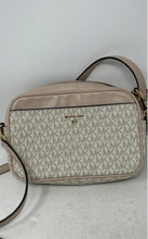 Load image into Gallery viewer, Michael Kors Womens White & Pink Monogram Adjustable Strap Jet Set Crossbody Bag