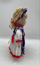 Load image into Gallery viewer, Blonde Hair Decorative Porcelain Doll With Blue White Traditional Outfit
