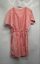 Load image into Gallery viewer, Tommy Hilfiger Womens Orange Striped V-Neck Short Sleeve Tie Mini Dress Size S