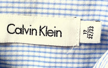 Load image into Gallery viewer, Calvin Klein Mens Light Blue Plaid Cotton Long Sleeve Dress Shirt Size 17