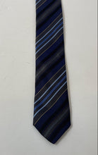 Load image into Gallery viewer, Hugo Boss Mens Blue Multicolor Striped Adjustable Keeper Loop Designer Tie