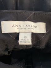 Load image into Gallery viewer, Ann Taylor Womens Black Striped Flat Front Straight Leg Trouser Pants Size 10