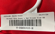 Load image into Gallery viewer, Michael Kors Womens Red Studded Sleeveless Tie-Neck Blouse Top Size XS