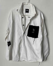 Load image into Gallery viewer, Zara Mens White Black Cotton Long Sleeve Button Front Collared Jacket Size Large