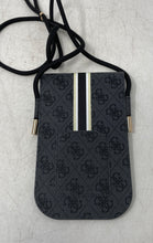 Load image into Gallery viewer, Guess Womens Black Signature Print Single Strap Flap Mini Phone Crossbody Bag