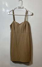 Load image into Gallery viewer, Guess Womens Beige Leather Sleeveless V-Neck Back Zip Mini Dress Size Medium