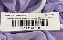 Load image into Gallery viewer, Calvin Klein Womens Purple Ruffle Sleeve V-Neck Blouse Top Size Small
