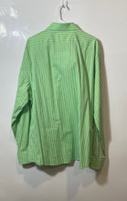 Load image into Gallery viewer, Express Mens Green And Blue Striped Long Sleeve Collared Dress Shirt Size XXL
