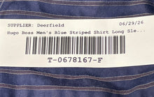 Load image into Gallery viewer, Hugo Boss Mens Blue Striped Cotton Regular Fit Button-Up Shirt Size 2XL