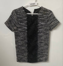 Load image into Gallery viewer, Ann Taylor Womens Black White Short Sleeve Round Neck Blouse Top Size XXS