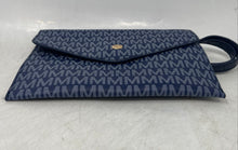Load image into Gallery viewer, Michael Kors Womens Blue Monogram Print Leather Wristlet Wallet