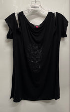 Load image into Gallery viewer, Vince Camuto Womens Black Printed Cold-Shoulder Round Neck Blouse Top Size M