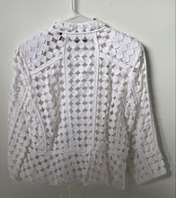Load image into Gallery viewer, White House Black Market Womens White Cotton 3/4 Sleeve Open Front Jacket Sz 8