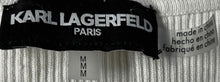 Load image into Gallery viewer, Karl Lagerfeld Womens White Ribbed Sleeveless V-Neck Regular Fit Blouse Top Sz M