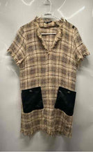 Load image into Gallery viewer, Zara Womens Multicolor Plaid Tweed Frayed Short Sleeve Shift Dress Size Large