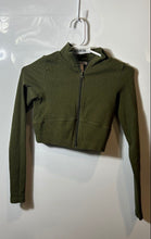 Load image into Gallery viewer, Forever 21 Womens Olive Green Ribbed Zip-Up Activewear Cropped Jacket Size Small