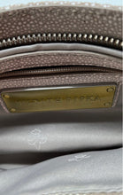 Load image into Gallery viewer, Judith Ripka Womens Gray Sparkle Leather Inner Pocket Zipper Top Clutch Bag