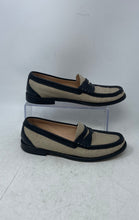 Load image into Gallery viewer, J.Crew Womens Black Beige Slip-On Round Toe Penny Loafer Shoes Size 8