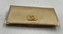 Load image into Gallery viewer, Authentic Lauren Ralph Lauren Womens Gold-Tone Leather Flap Clutch Wallet