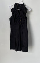 Load image into Gallery viewer, Express Womens Black Sleeveless Collared Button Front Ruffle A-Line Dress Size 8