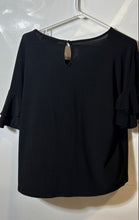 Load image into Gallery viewer, INC International Concepts Womens Black Short Sleeve Round Neck Blouse Top Sz L