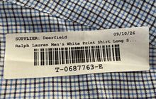 Load image into Gallery viewer, Ralph Lauren Mens Blue White Plaid Cotton Long Sleeve Button-Up Shirt Size L