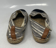 Load image into Gallery viewer, Authentic Tory Burch Womens Black Cream Slip-On Espadrille Flats Size 8M Stained