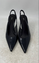 Load image into Gallery viewer, Zara Womens Black Faux Leather Sharp Pointed Toe Wedge Pump Heels Size EUR 37