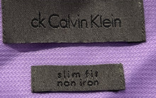 Load image into Gallery viewer, Calvin Klein Mens Purple Collared Slim Fit Long Sleeve Dress Shirt Size 15