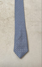 Load image into Gallery viewer, Altea Milano Mens Blue Geometric Keeper Loop Adjustable Pointed Tie