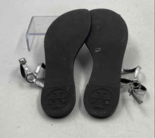 Load image into Gallery viewer, Authentic Tory Burch Womens Brown Silver-Tone Thong Sandals Size 7.5M Worn