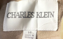 Load image into Gallery viewer, Charles Klein Womens Cream Wool Long Sleeve Collared Fur Trim Overcoat Size 14