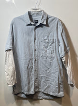 Load image into Gallery viewer, Zara Mens Light Blue White Long Sleeve Collared Relaxed Fit Button-Up Shirt Sz L