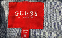 Load image into Gallery viewer, Guess Womens Blue Denim Long Sleeve Button Front Trucker Jacket Size Medium