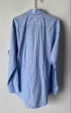Load image into Gallery viewer, Banana Republic Mens Blue Printed Cotton Long Sleeve Collared Dress Shirt Size L