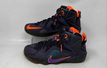 Load image into Gallery viewer, Nike Kids LeBron 12 Black Orange Purple Lace-Up Sneakers Shoes Size 6Y