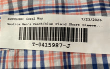 Load image into Gallery viewer, Nautica Mens Peach Blue Plaid Short Sleeve Collared Button-Up Shirt Size XXL
