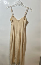 Load image into Gallery viewer, Zara Womens Beige Sleeveless Collarless Back Zipper High Leg Slit Slip Dress XS