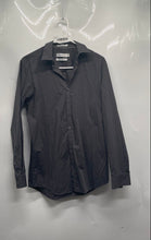 Load image into Gallery viewer, Calvin Klein Mens Gray Pinstripe Non Iron Classic Fit Collared Dress Shirt Sz XS